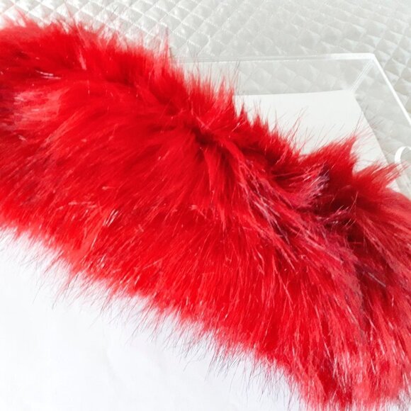 NWOT Unknown brand red black accent faux fur solid neck warmer - Picture 5 of 7